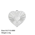 Silver stainless steel heart pendant with sunburst texture, size 18.5x18.4mm - Steel