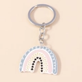 Rainbow acrylic keychain in Morandi tones with heart details and silver ring clasp - Light Pink Heart
