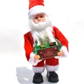 Electric climbing Santa Claus toy holding a green Merry Christmas gift box on white background - Green Gift Box Santa