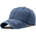 Distressed dark blue washed cotton baseball cap with adjustable strap and vintage finish - Adjustable / Blue