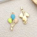 Balloon bundle alloy pendant with colorful enamel finish and gold metal back view - Balloon (11958)