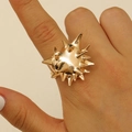 Punk style spiked rivet ring in polished gold finish for a bold minimalist jewelry look - Gold Radiant Spike Irregular Ring (6901) / Gold