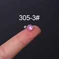 Minimalistische 20G roestvrijstalen helix stud met roze maansteen op zilveren basis - Zilveren Basis Roze-Paarse Iriserende Stijl (3#)