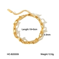 Detail of gold U-shaped link bracelet showing dimensions 19+5cm and 5.5mm width - Hc-b20009