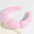 Pink puffy sponge headband for women, soft cloud hair hoop for daily face washing and makeup. - Pink