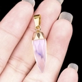 Purple amethyst bullet pendant with gold plating and faceted crystal stone finish - Opal (Synthetic)