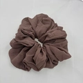 Solid brown high-elastic chiffon scrunchie hair tie with soft fabric texture - Brown (7-1)