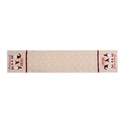 Camino de mesa navideño beige con diseño de gnomos y copos de nieve bordados - Beige