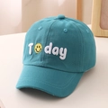 Kinder-Baseballkappe in Blaugrün mit Today-Stickerei und gelbem Smiley-Gesicht - Grün (Today)