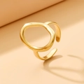 Minimalist gold plated stainless steel open ring with irregular geometric oval design - Irregular Hollow Metal / Gold