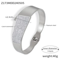 Bracciale unico in acciaio al titanio argento con design asimmetrico e diamanti - Stile Geometrico Largo (Z173-Color Acciaio)