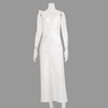 Robe longue élégante en satin blanc à col bénitier avec bretelles et fente latérale chic - L / Blanc