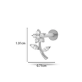 Piercing labret in titanio a forma di fiore con pietre di zircone bianco marquise - Stile Fiore a Cinque Petali (588-8#银)