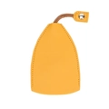 Cute pear-shaped yellow leather key cover case with top snap button strap and stitching - Solid Yellow