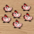 DIY colorful chicken charms for earrings and keychains with metal enamel finish - 10 Pieces Pack / Hen