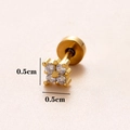 Goldener 16G Edelstahlohrstecker mit quadratischen Zirkoniasteinen und 0.5cm Größe - Quadratischer Cluster / Gold 10#