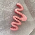 Elegant pink wave shaped plastic hair claw clip for thick hair in glossy finish - Wave Pink-10.5cm