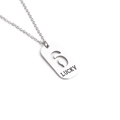 Titanium steel hip hop necklace with rectangular Lucky pendant and hollow numeric design - Number 6