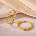 Classic golden round hoop earrings with sleek metal finish on elegant silk background - Inner Diameter 20mm / Gold
