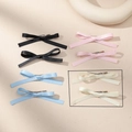 Set di 8 fermagli per capelli in raso con doppio fiocco in quattro colori pastello - Fermagli per Capelli con Fiocco (Paio) / Beige