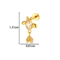 Golden turtle labret stud with large oval clear gemstone in G23 titanium alloy - Turtle (T2582-10#) / Gold
