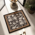Square diatom mud bathroom mat with dark floral rose pattern and anti-slip backing - Dark Rose Tone