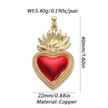 Gold plated brass red heart pendant with devil eye accent and flame details - Ysn035-06 / 18K Gold