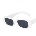 Retro small square sunglasses with bold white plastic frame and dark grey lenses - White Frame Dark Grey Lens