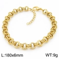 18K goudvergulde roestvrijstalen schakelarmband met karabijnsluiting, lengte 180 mm - Gouden Dubbele Schakelketting (KB188691-Z)