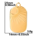 Dimensioni del ciondolo ovale dorato sole e luna con altezza di 25mm e larghezza di 14mm - Pendaglio Colore Oro