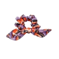 Elastico per capelli viola con fiocco da rugby e motivo football americano arancione - Scrunchie con fiocco viola