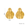 Detailed close-up of golden bow-shaped stud earrings showing 38mm by 30mm dimensions - Gold (1162)