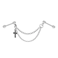 Bijou piercing industriel avec double chaîne et pendentif croix noire en acier inox - Style Croix