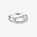 Elegant S925 sterling silver interlocking ring with shimmering micro-pave zirconia - US 6 / 351-Interlocking Oval / Silver