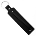Classic black faux leather 8mm keychain with silver metal ring and rivet detail - 8mm / Black