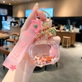 Portachiavi con coniglio rosa e sabbie mobili con cinturino in silicone rosa - Coniglio Rosa - TV