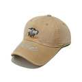 Detail of bee embroidery and cursive script on a khaki cotton baseball cap - M (56-58cm) / Khaki