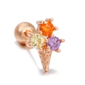 Rose gold ice cream stud earring with colorful cubic zirconia and ball screw back - Ice Cream / Rose Gold