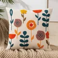 Luxury floral embroidered cream throw pillow cover with vibrant tufted botanical patterns - Seven-color Flower / 45x45 Case Only