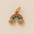 18K gold plated rainbow pendant with colorful cubic zirconia and small clouds - Rainbow Pendant / Gold