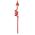 Reusable red spiral straw with cute cartoon mushroom charm for kids party - Red