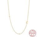 S925 sterling silver initial necklace with letter E pendant and diamond accents - Gold-E