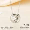Silver interlocking triple ring necklace with zircon pendant and engraved love detail - Steel (KN114447-K)