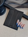 Blue geometric nail stickers set featuring wave and ladder patterns in YT 14 style - French Style (YT14)