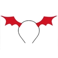 Macro detail of Halloween headband featuring red bat wings on flexible black spring coils - Large Red Bat Wings