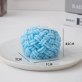 Light blue geometric knot scented candle, 7x7x4.5cm decorative handmade candle - Knit Ball Blue (Rosemary Mint)