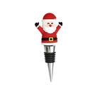 Niedlicher Weihnachtsmann Weinverschluss mit roter Silikonfigur und Metallsockel - Grün / Weihnachtsmann Mit Erhobener Hand (stopper)