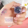 Sparkling mermaid purple iridescent fish scale glitter sequins in a clear square jar - Single Jar / Mermaid Purple