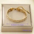 Three-layer gold stainless steel chain bracelet with cubic zirconia and lobster clasp - Multi-Layer Gold Clear Zirconia Style (KB203203-SP)