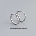 Orecchini a cerchio minimalisti in argento 925 con diametro interno di 14mm lucido - 14mm / Oro Bianco